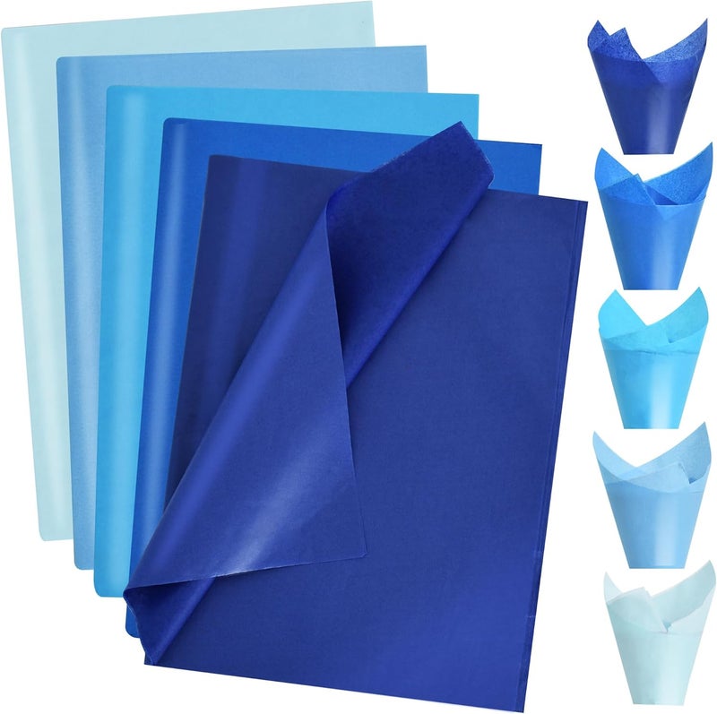 BEISHIDA 100 Sheets Blue Series Tissue Paper Bulk, Wrapping Tissue Paper for Gift Bags, 14 x 20 Inch Gift Wrap for Birthday Wedding Graduation DIY Crafts Holiday Flowers(Blue Series) - Image 1